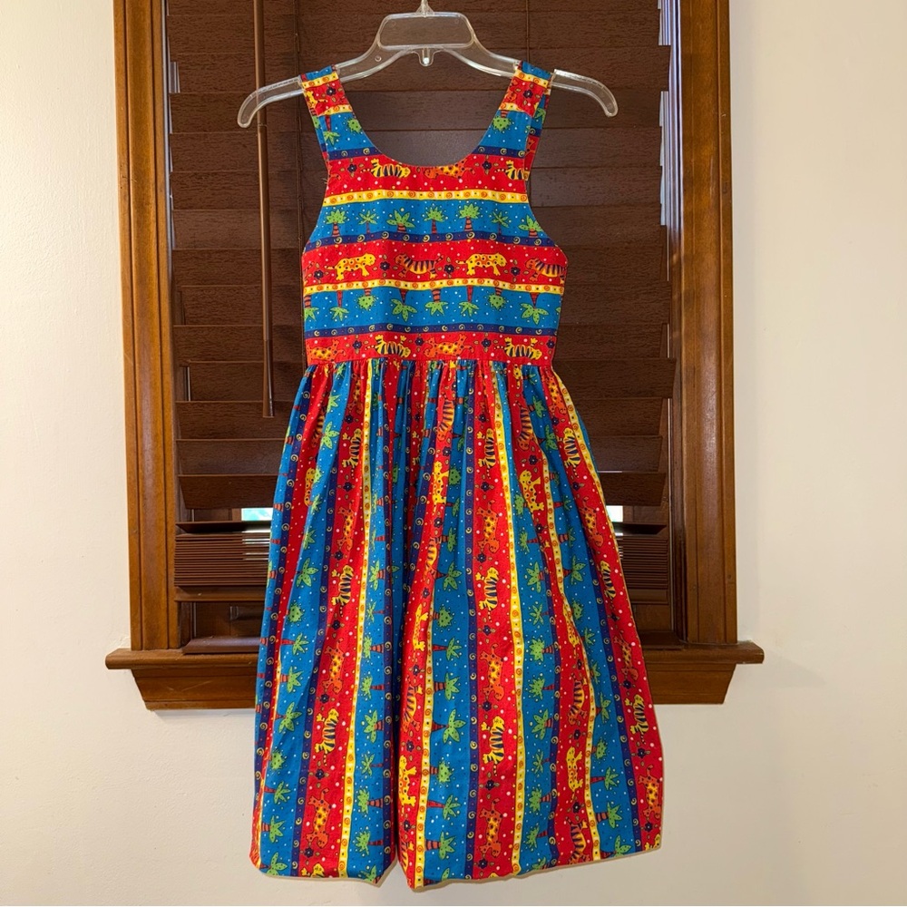 VINTAGE Kelly’s Kids Made In USA Scoop Neck Animal Dress w/ Adjustable Straps 7